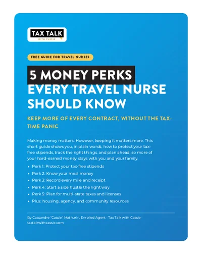 Cover of the Free Travel Nurse Guide: 5 Money Perks